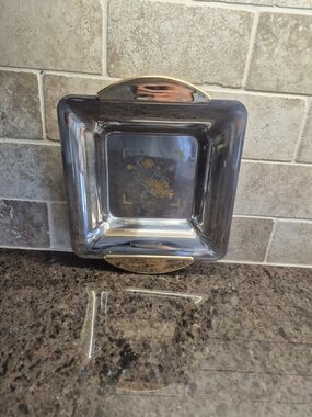 Vintage Samos Italy 18/10‎ Stainless Steel 24K Gold Floral Serving Tray Brass